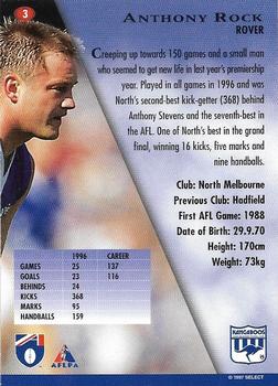 1997 Select AFL Ultimate Series #3 Anthony Rock Back